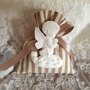 SACCHETTO PORTACONFETTI SHABBY RIGHE GESSETTO ANGELO BATTESIMO NASCITA COMUNIONE