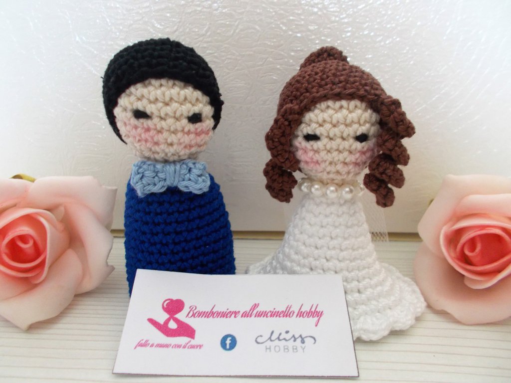 Bomboniera Segnaposto Matrimonio Sposini Amigurumi Feste Bombo Su Misshobby