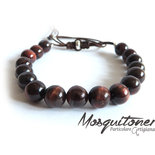 Minerali E Pietre Preziose. Bracciale Perle Occhio Di Tigre + Lava 8 Mm