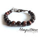 Bracciale Elasticizzato In Occhio Di Tigre Rosso 8mm - Pietra Naturale Donna 16-19cm