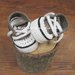 Scarpine/sneakers bambino cotone grigioverde/bianco/nero - fatte a mano - uncinetto