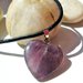 Collana unisex uomo donna con ciondolo pendente cuore in vera ametista pietra dura naturale chakra cristalloterapia