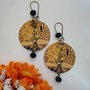 Klimt Albero della vita orecchini di carta pendenti con ciondolo a cerchio e perline nere
