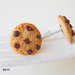Orecchini biscotto al cioccolato grandi - Orecchini a lobo cookie - Miniature in pasta polimerica - Biscotto con gocce di cioccolato fimo 