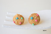 Orecchini Cookies americani con confetti colorati - Orecchini biscotti in miniatura - Orecchini a lobo fatti a mano