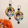Audrey Hepburn orecchini di carta pendenti con ciondolo a cerchio e perline nere