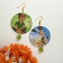 Peter pan e Trilly orecchini di carta pendenti con ciondolo a cerchio e perline verdi