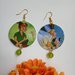 Peter pan e Trilly orecchini di carta pendenti con ciondolo a cerchio e perline verdi