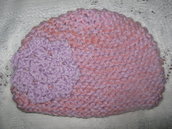 Hand knitted lilac flower hat