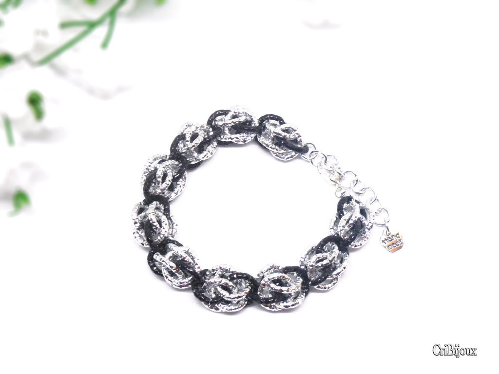 Bracciali quadrati alluminio riciclato Pois Nero Ladispoli