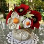 Vaso shabby "sweet home sweet" con papaveri e margherite