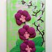 Quadro orchidee a uncinetto su tela dipinta con tempere acriliche made in Italy