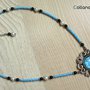 COLLANA VERSAILLES 2 - con cabochon glitter bianco azzurro e catenella con perline