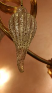 Gocce o cristalli pendenti, pezzi di ricambio o sostituzioni per lampadari con pezzi rotti, in vetro di Murano, color cristallo trasparente e oro