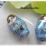 3 pz perla in porcellana MATRIOSKA RUSSIAN  DOLL