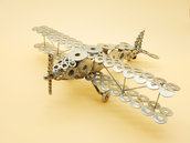 Airplane  aereo scultura  acciaio  regalo aviazione modellismo biplano  made in italy regalo pilota art metal riciclo fatto a mano