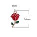 5 Pendenti Charms a forma di ROSA ROSELLINA con gambo 24mm x 13mm per bomboniere feste party eventi Natale