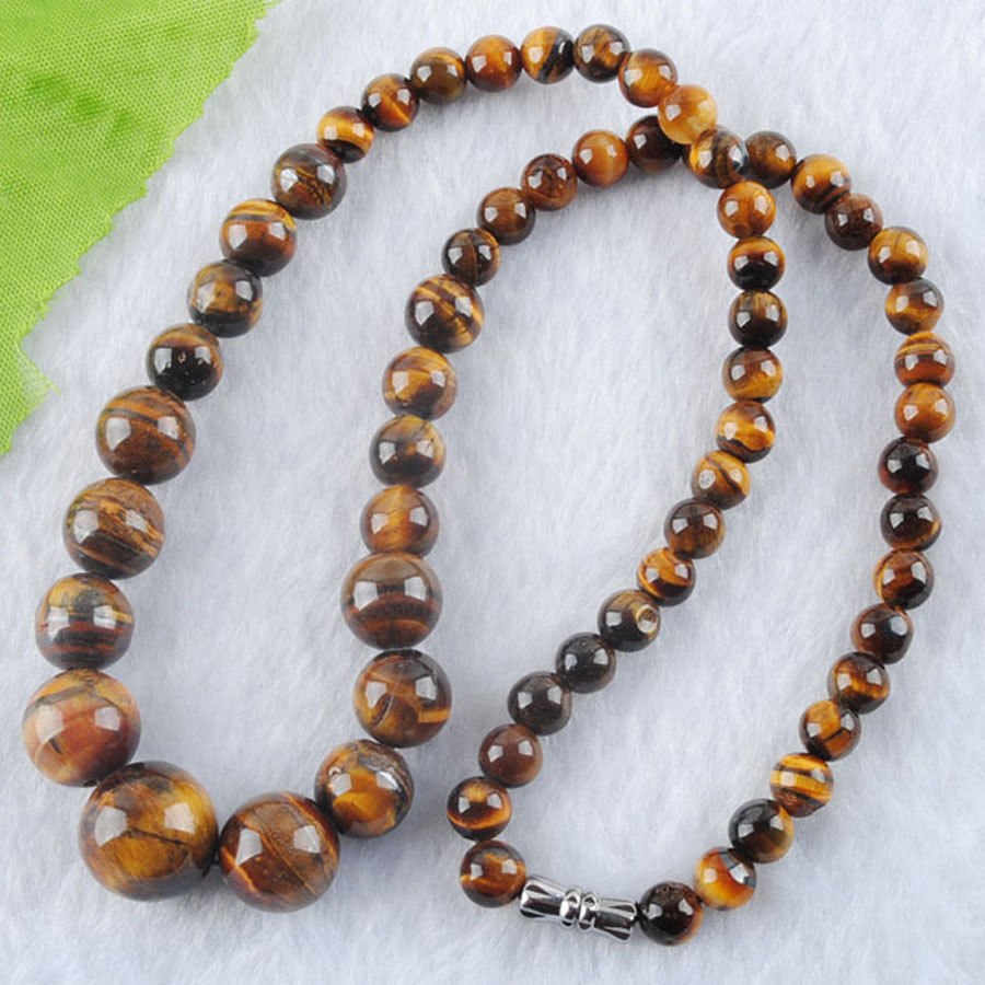 Agathe Creation COT03a: Collana Con Ciondolo Buddha Ridente In Pietra Occhio Di Tigre Naturale. Fatto A Mano, Lunghezza Regolabile.