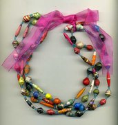 MAXI COLLANA in cartapesta multicolore, collana trasformabile, collana lunga, pezzo unico, collana estiva, collana multicolore