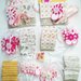 40 sacchetti portaconfetti in cotone e lino per le bomboniere di Gemma: bomboniere fatte a mano per il suo battesimo