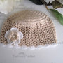 Cappellino beige neonata neonato cotone all'uncinetto