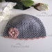 Cappellino grigio/rosa antico neonata cotone uncinetto