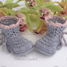 Scarpine neonata uncinetto stivaletti grigi cotone idea regalo nascita baby shoes crochet handmade