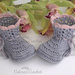 Scarpine neonata uncinetto stivaletti grigi cotone idea regalo nascita baby shoes crochet handmade