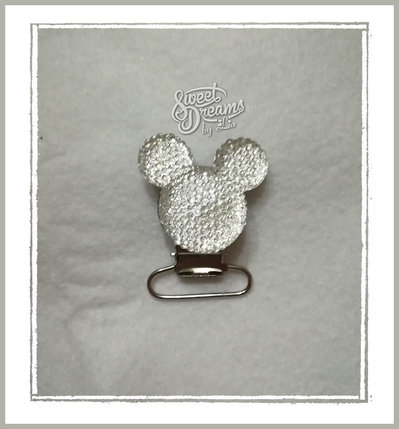 Clip per catenella porta ciuccio Topolino strass Clip per catenella porta ciuccio Topolino strass
