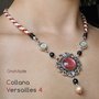 COLLANA VERSAILLES 4 - con cabochon glitter rosa salmone e oro e cordino intrecciato a mano