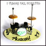 Cake topper " batteria acustica " idea regalo compleanno natale batteria fimo cernit premo 