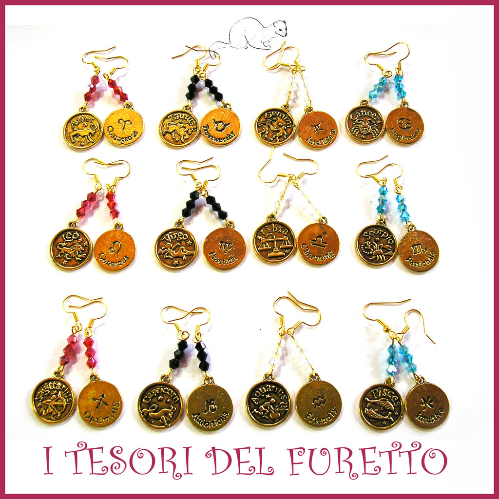PENDENTE CON SEGNI ZODIACALI IN ORO A BASSO TITOLO CON CORALLO Pendente