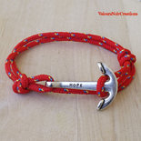 Bracciale uomo ancora cordino rosso paracord.