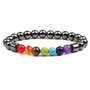 Bracciale uomo donna unisex con vera ematite e pietre dure naturali 7 chakra magnetoterapia