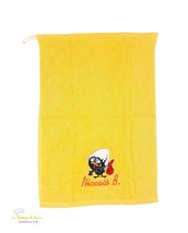 Asciugamano in spugna di cotone giallo con Calimero personalizzato con nome - Misure: 30x30 cm