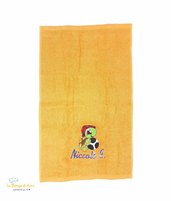Asciugamano in spugna di cotone color arancione, con ricamo Tartaruga personalizzato con nome - Misure: 30 x 30 cm