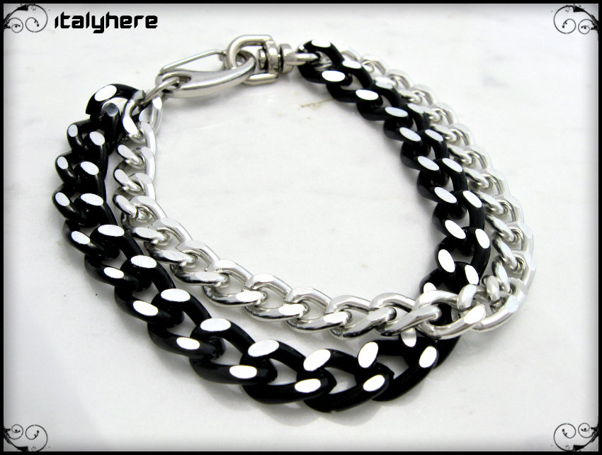 Bracciale doppia catena con miyuki colorati acciaio Marlù Gioielli
