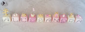 Cake topper cubi con orsetti in scala di rosa Alessandra - 10 cubi 10 lettere