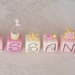Cake topper cubi con orsetti in scala di rosa Alessandra - 10 cubi 10 lettere