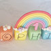 Cake topper cubi unicorni doppio arcobaleno compleanno bimba 6 cubi 6 lettere