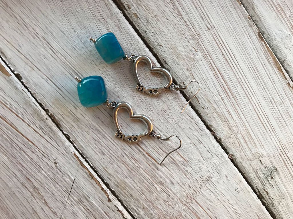 Orecchini Cuore In Vetro Di Murano Autentico – Azzurro, Fatti A Mano A Venezia Con Certificato Di Autenticità