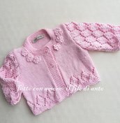 Cardigan / maglia / giacchino /bambina in rosa con fiorellini