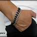 Bracciale doppia catena in maglia gourmet, nera diamantata e argento laminata, idea regalo - Italyhere