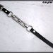Bracciale in cuoio nero inciso e due grandi maglie di catena colore argento e fibbia regolabile, idea regalo - Italyhere