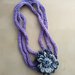 collana in lana con fiore - collana  a uncinetto - collana fatta a mano viola lilla gioiello regalo