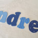 banner name decorazione cameretta adesiva 6 lettere ANDREA in scala di blu
