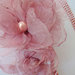 Collana rosa antico con fiori in organza removibili