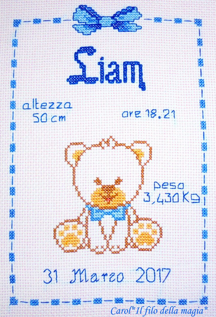 Quadretto nascita fiocco nascita ORSETTO CON