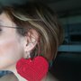 Orecchini grandi a cuore fatti a mano, orecchini pendenti grandissimi a forma di cuore, orecchini rossi