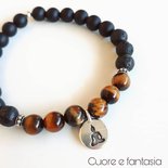 ALCHIMIA Bracciale Unisex Con Buddha E Pietre Naturali D'Agata Arborizzata (8mm) - Fatto A Mano In Italia, Portafortuna, Regalo - 4